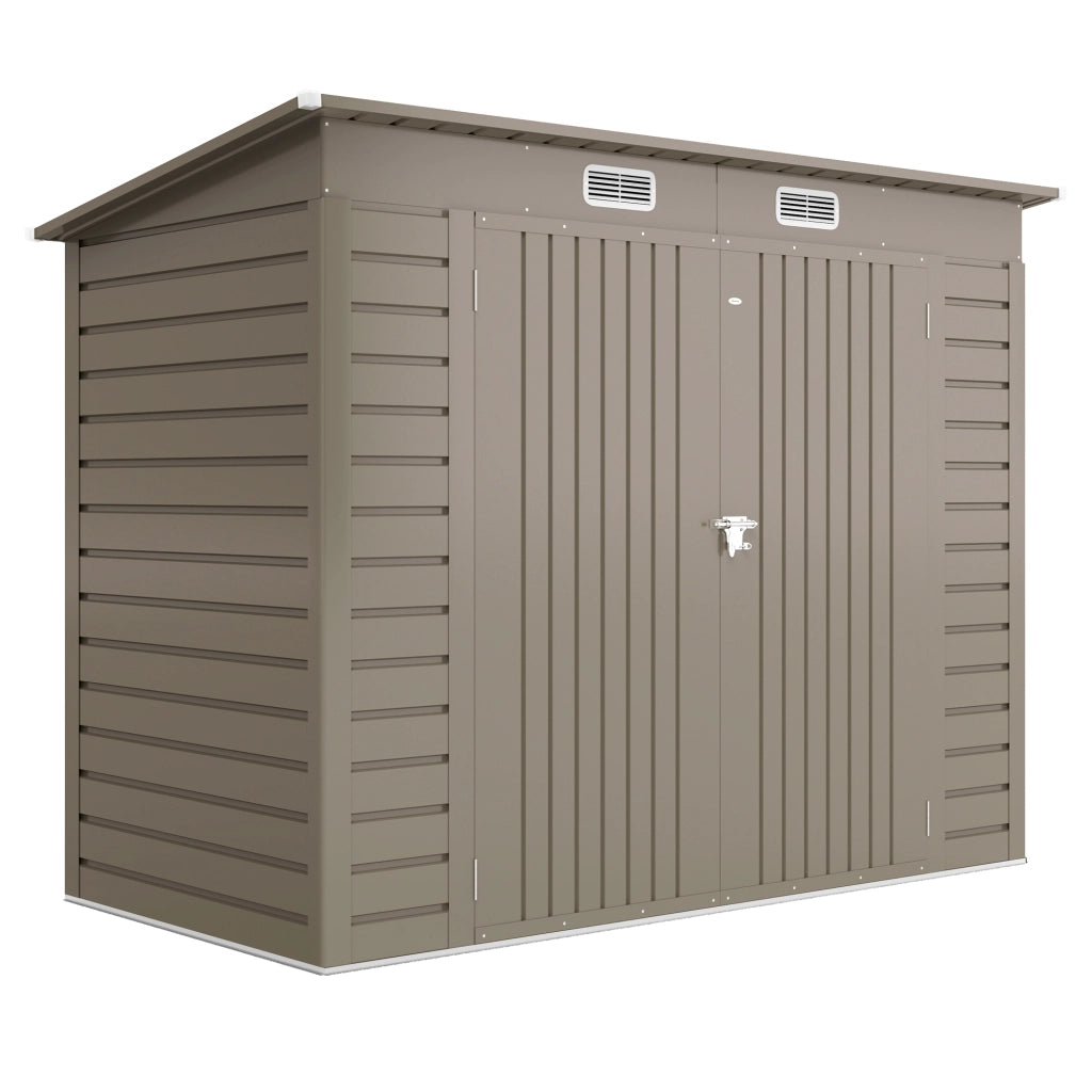 Capanno Porta Attrezzi 249x121x183 cm con 2 Prese d'Aria e Chiavistello in Acciaio Grigio Chiaro