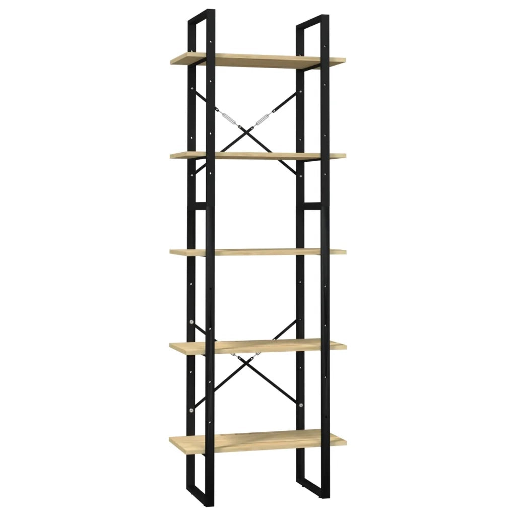 Libreria a 5 Ripiani-Scaffale per Libri-Mobile di Stoccaggio 60x30x175 cm in Legno Massello di Pino