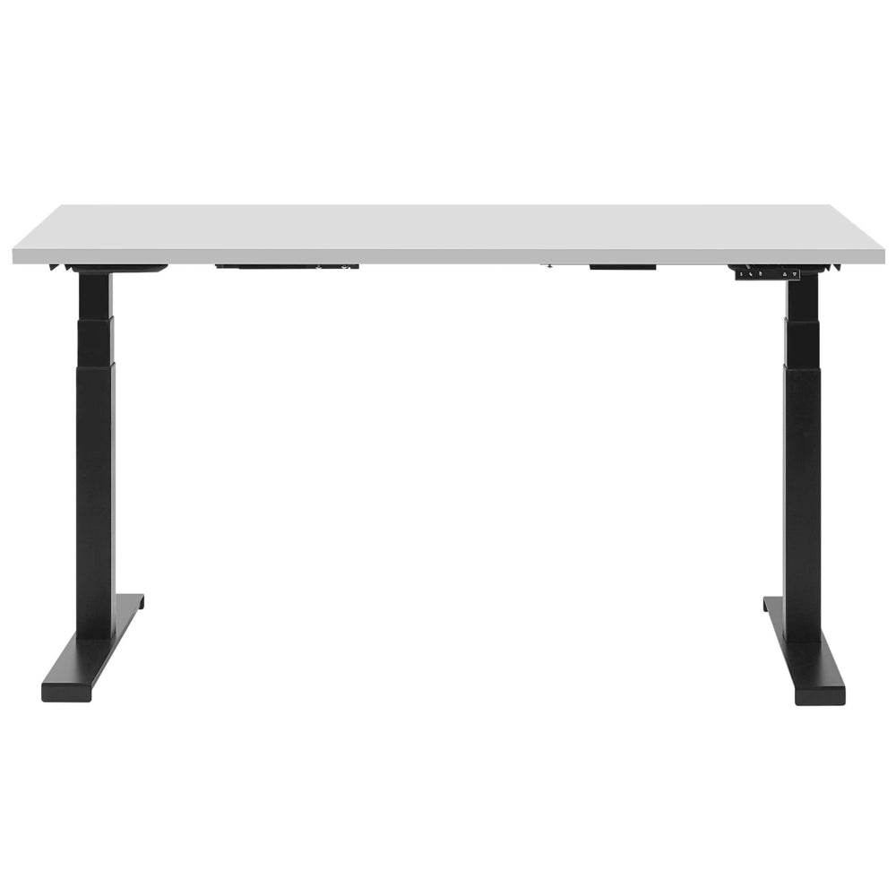 Scrivania regolabile elettricamente Piano tavolo grigio verniciato a polvere Struttura in acciaio Nero Siediti e stai in piedi 130 x 72 cm