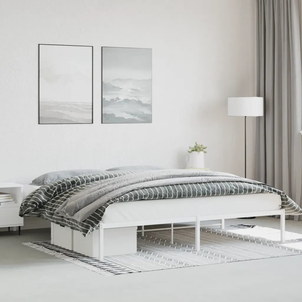 Letto matrimoniale | Letto per adulti | Giroletto in Metallo Bianco 200x200 cm
