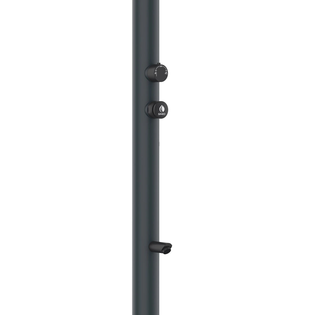 Sined Luna Timer p Grigia Doccia In Alluminio Doppio Attacco Acqua Fredda Laterale o Inferiore Su Un Unico Tubo Interno Doccia Acqua Fredda Temporizzata Con Soffione Lavapiedi e Miscelatore Grigio