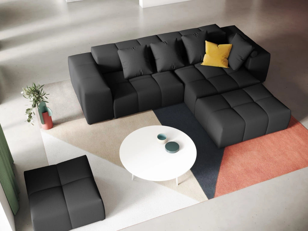 Cosmopolitan Design - Divano angolare modulare reversibile "Rome" 5 posti in tessuto strutturato nero 
