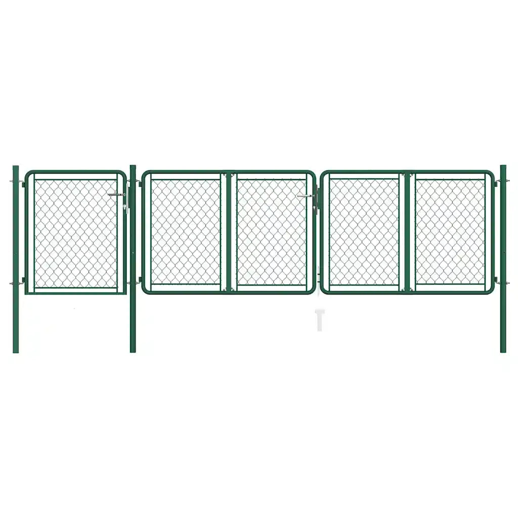 Cancello da Giardino in Acciaio 400x75 cm Verde 144444
