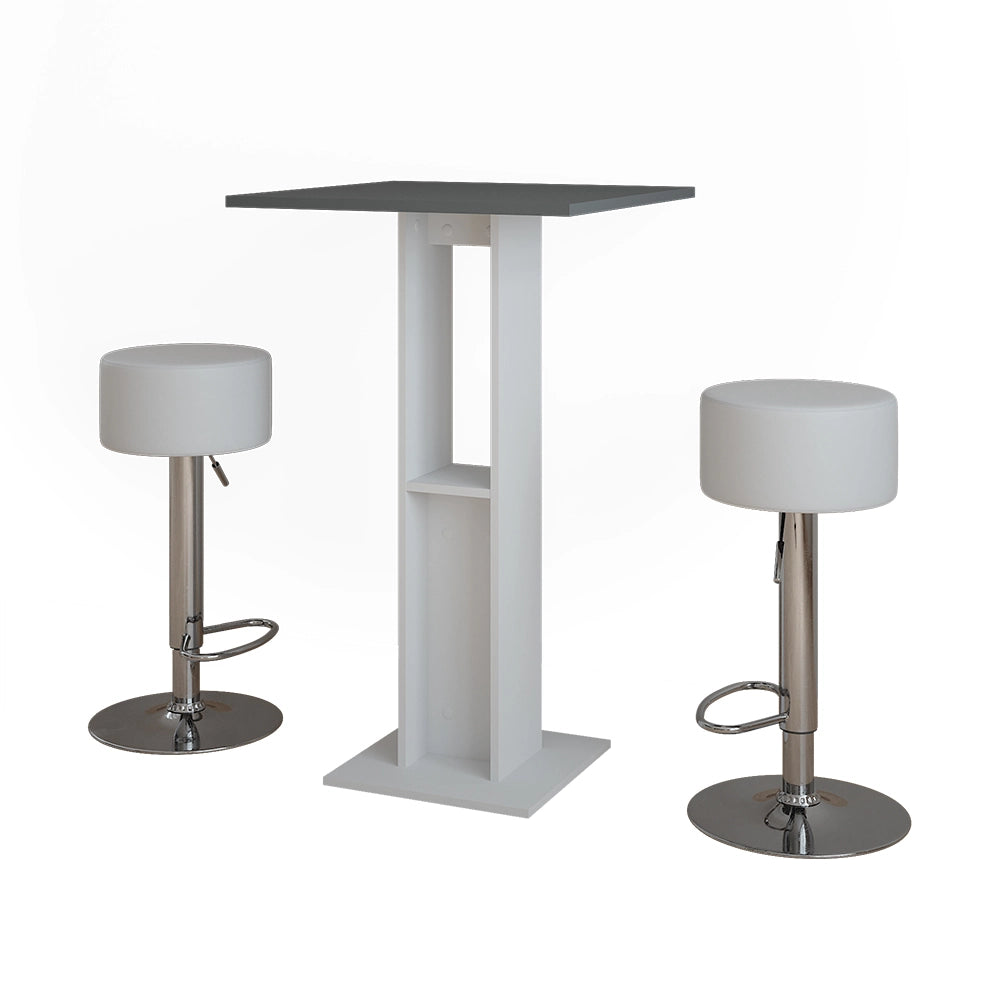 Vicco Set di tavoli da bar Bianco/antracite 65 x 65 cm con 2 sgabelli da bar