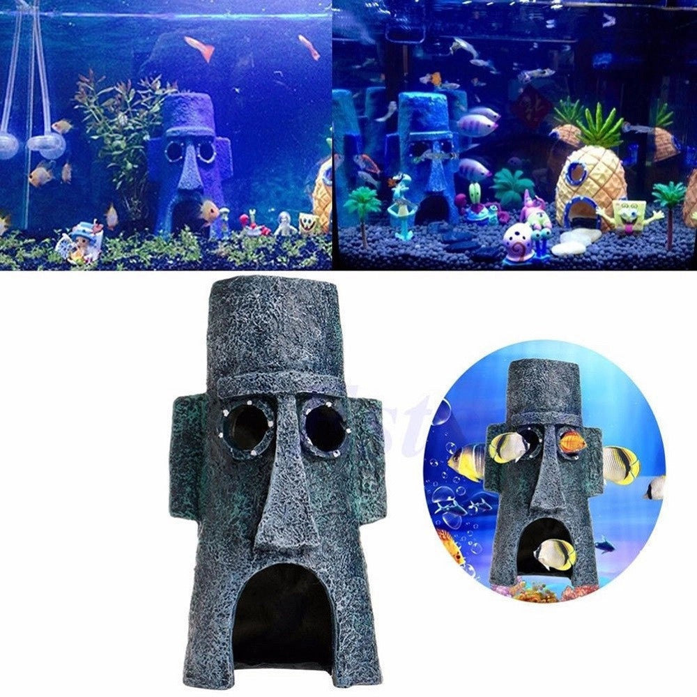 Trade Shop - Ornamento Per Acquario Decorativo Casa Casetta Cartone Spongebob Pesci Acqua -
