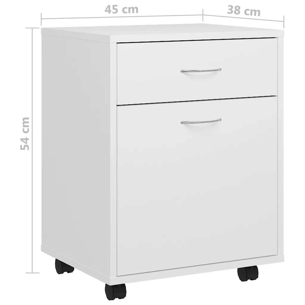 Mobiletto con Rotelle Bianco 45x38x54cm in Legno Ingegnerizzato 808440