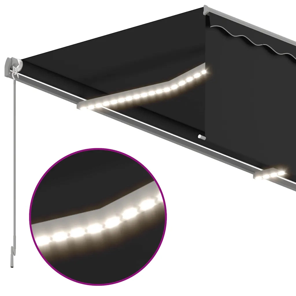 Tenda da Sole Retrattile Manuale con LED 3,5x2,5 m Antracite 3069404