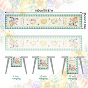 Decorazione di Pasqua per tavola, uova di Pasqua, conigli, carote, lepri, fiori, uova di Pasqua con lepre, modello di uovo di Pasqua, per primavera, Pasqua, decorazione di tavola per interni ed esterni, 183 x 33 cm