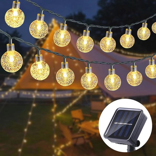 Cavo di Illuminazione a Energia Solare 11M con 60 LED - Illuminazione Esterna Idroresistente per Giardino - 8 Modalità di Illuminazione - Ideale per Feste e Decorazioni di Giardino