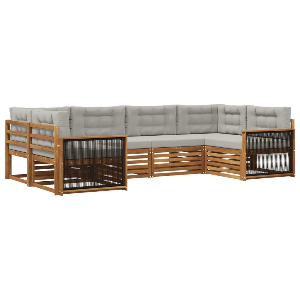 Set di divani da esterno 6 pz Naturale e Grigio Chiaro 3383774