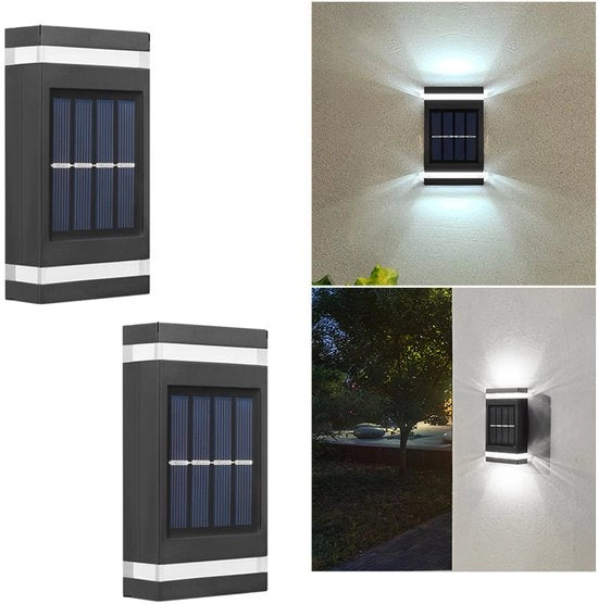 2 Lampade Solari - Illuminazione Esterna Idrorepellente per Terrazza, Giardino, Villa o Parete Esterna - Luce Bianca