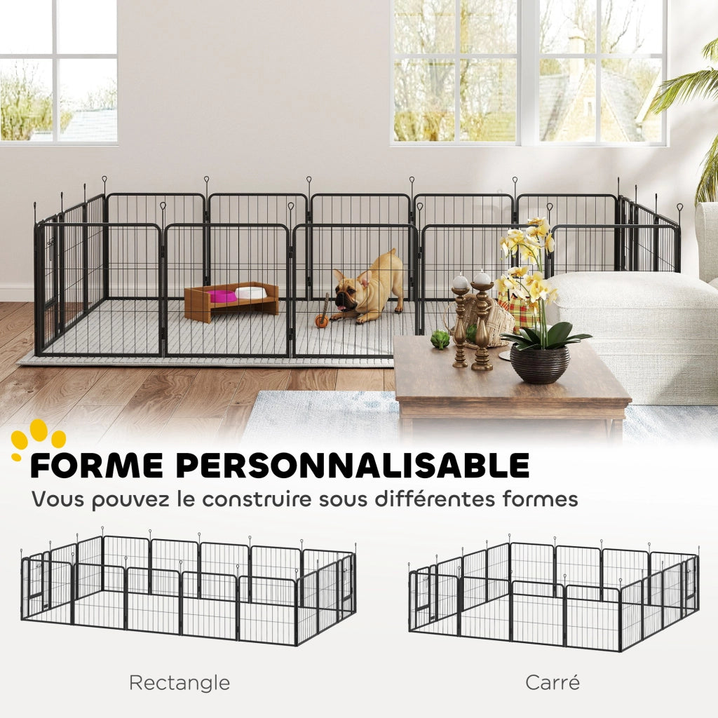 Recinto per Cani ¨C zephmum ¨C Grigio, Polipropilene, 16 Pannelli Pieghevoli
