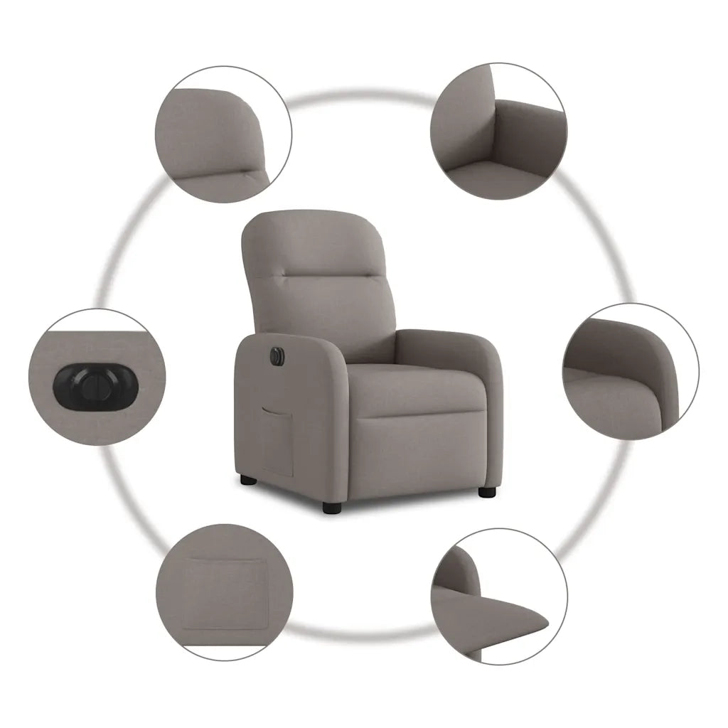 Poltrona Elettrica Reclinabile Tortora in Tessuto 3302959