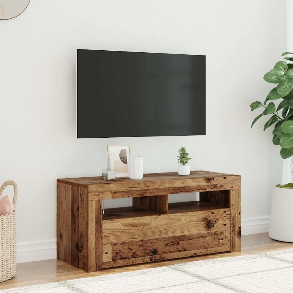 Mobile Porta TV con LED Legno Antico 90x35x40 cm Multistrato