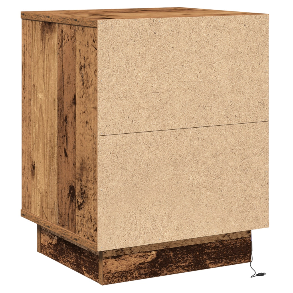 Comodino con luci LED Legno Invecchiato 39x34.5x50 cm