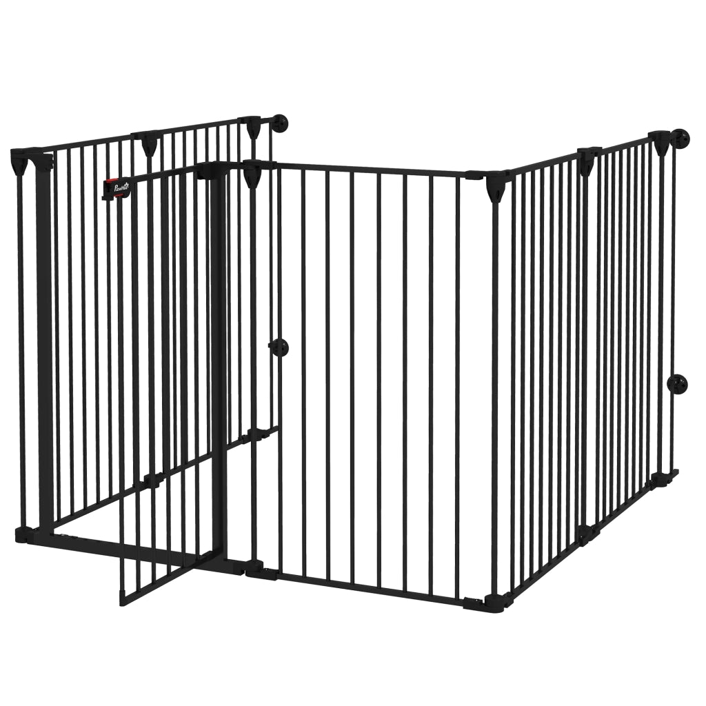 Cancellino Pieghevole per Cani ¨C zephmum ¨C Nero, Acciaio e Plastica, 123x102x100 cm