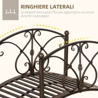 Ponticello da Giardino Vintage con Elementi Floreali, in Metallo, 99x68x53cm, Nero
