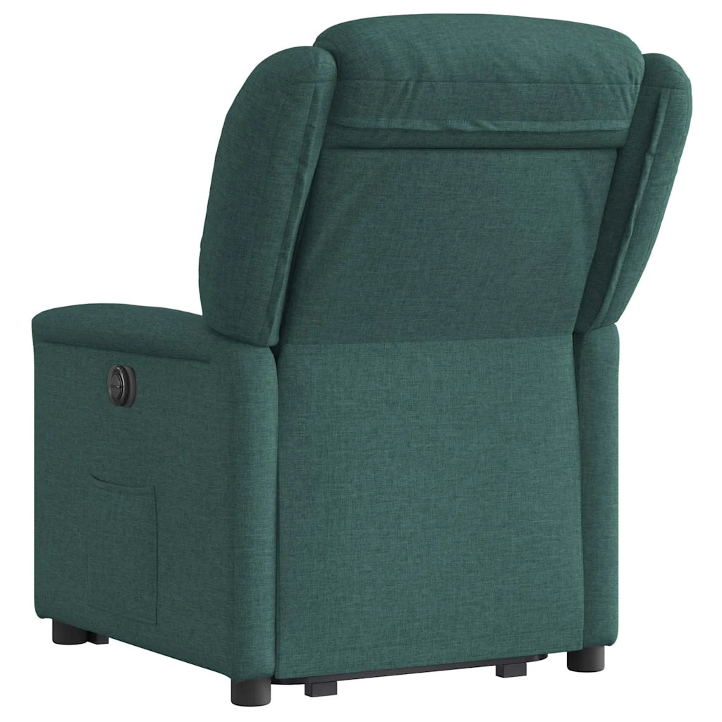 Poltrona | Sedia Relax Alzapersona Reclinabile Verde Scuro in Tessuto