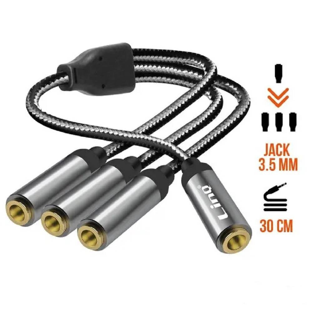 Trade Shop - Cavo Adattatore Audio Splitter Da Jack 3,5mm Femmina A 3x Jack 3,5mm Femmina F1f3 -