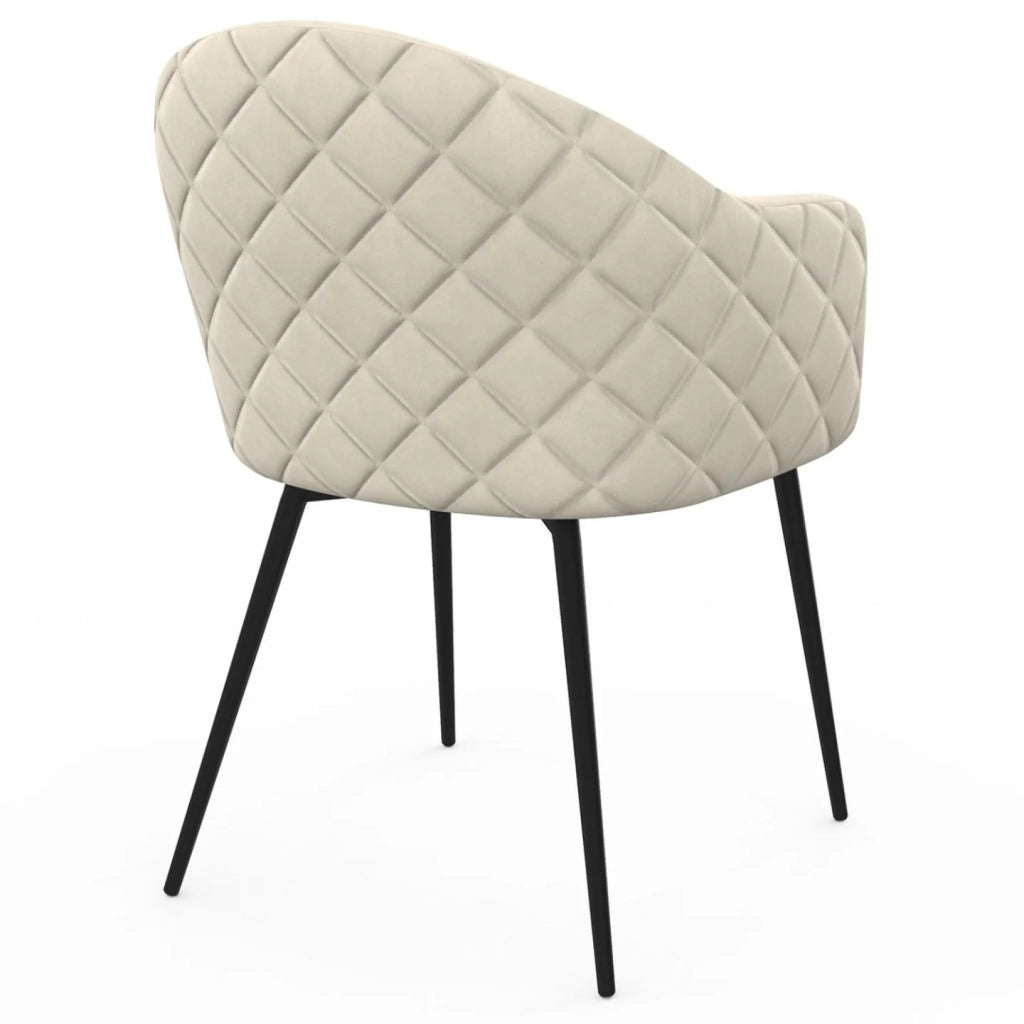 IDMarket - Set di 2 sedie da pranzo e poltrone da tavolo MOLY in velluto goffrato beige