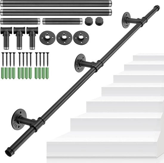 Levatura scala, nero, 120 cm, levatura scala, acciaio inossidabile, ringhiere industriali, levatura scala, per scale, per balcone