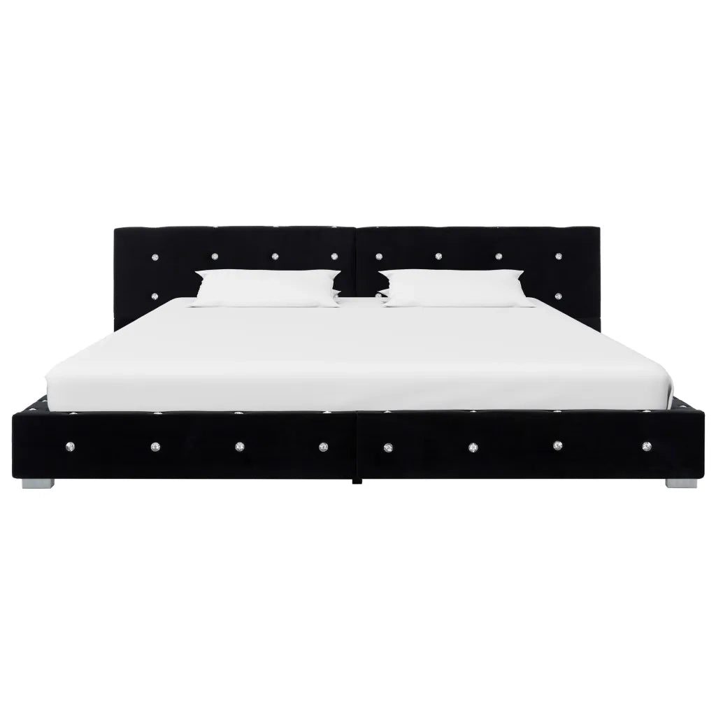 Letto con Materasso Nero in Velluto 180x200 cm 278151