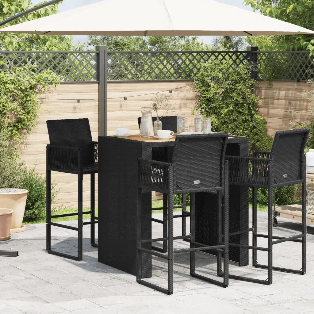 Tavolo Bar da Giardino | Tavolino da esterno Piano in Acacia 105x80x110 cm Polyrattan