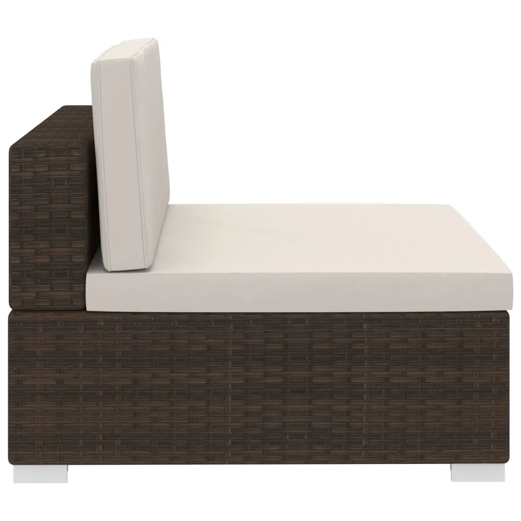 Set Divani da Giardino 4 pz con Cuscini in Polyrattan Marrone 47269