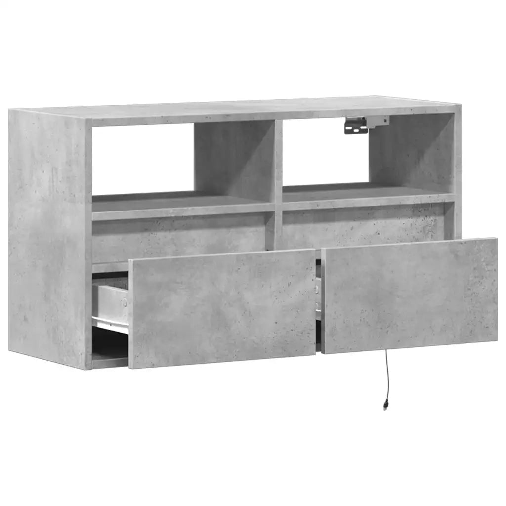 Mobile TV a Parete con Luci LED Grigio Cemento 80x31x45 cm 852330