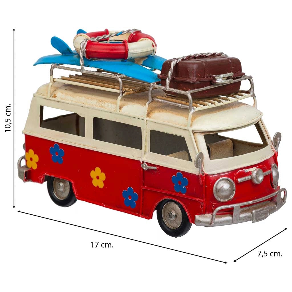 Autobus in metallo rosso 17x7,5x10,5h