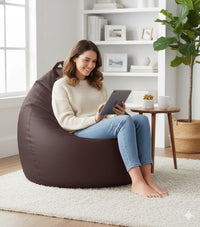 Poltrona a Sacco Pouf in Similpelle Marrone Avalli