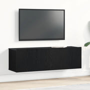 Mobile TV a muro in legno finto rovere nero 100x30x30 cm