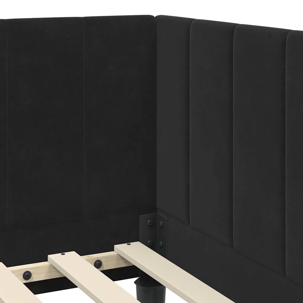 Letto singolo | Letto per adulti | Cornice del letto ad angolo Nero 80 cm x 200 cm Velluto