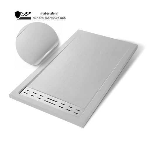 Piatto doccia mineral marmo resina antiscivolo h 4 cm *** misure l120 x p80 x h4 cm, tinta bianco, confezione 1