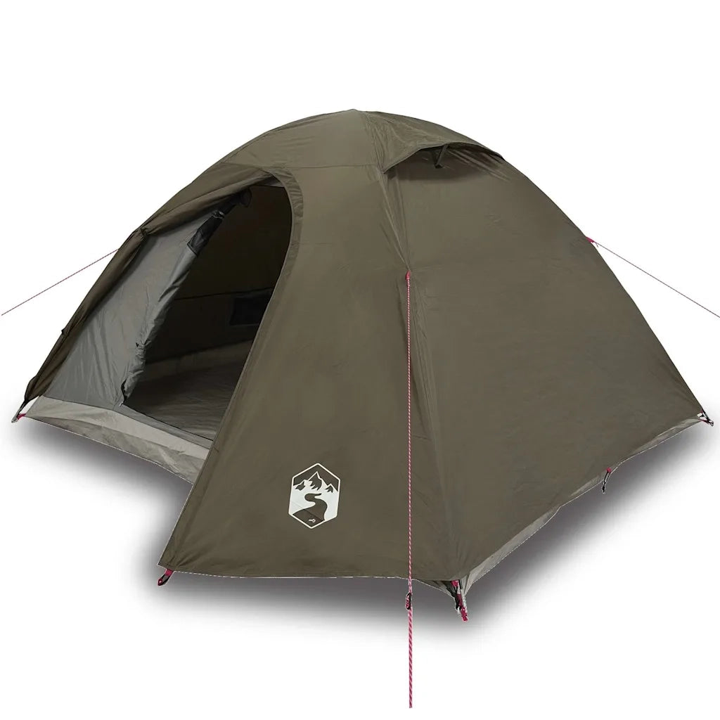 Tenda da Campeggio a Cupola per 3 Persone-Tenda per Escursionismo Marrone Impermeabile