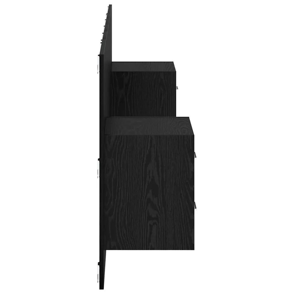 Testata con Comodino 3 pz-Set di 3 Testiera con Contenitore Rovere Nero Legno multistrato 261100