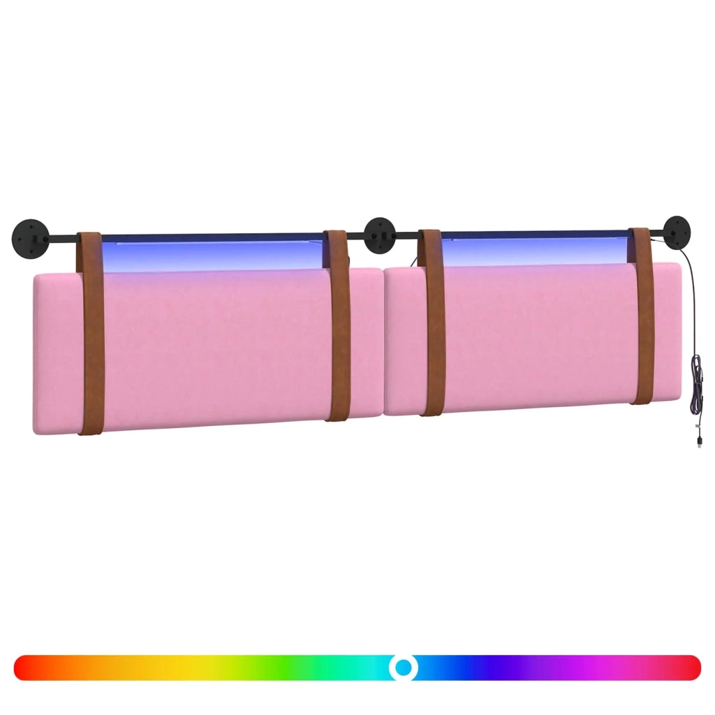 Testiera sospesa Con luce LED Rosa PU Antico 3424054