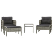Set Divani da Giardino 5 pz | Set Salotto da Giardino con Cuscini in Polyrattan Grigio
