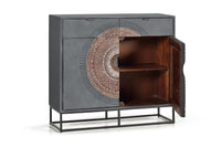 Consolle a 2 ante e 2 cassetti in massello di mango intagliato