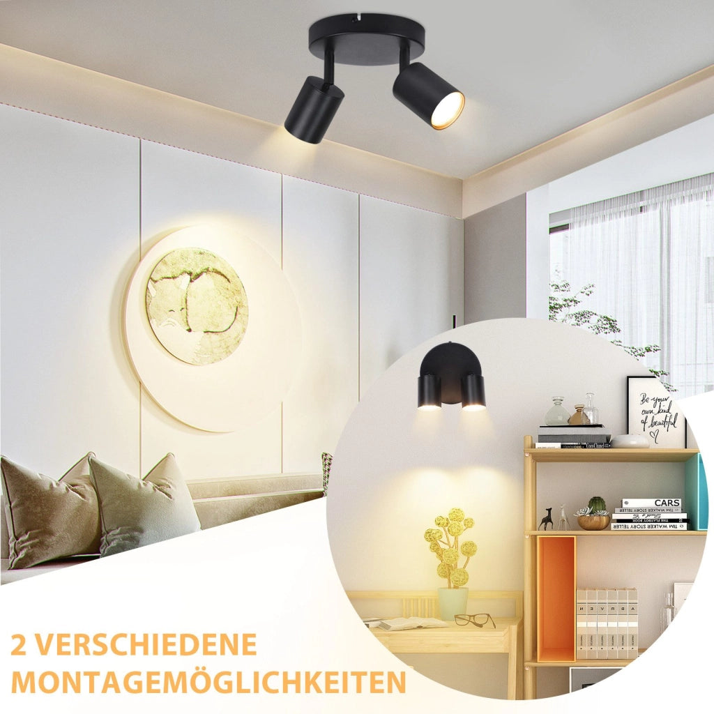ZMH Faretto da soffitto 2 luci rotondi orientabili 330° moderni per soggiorno