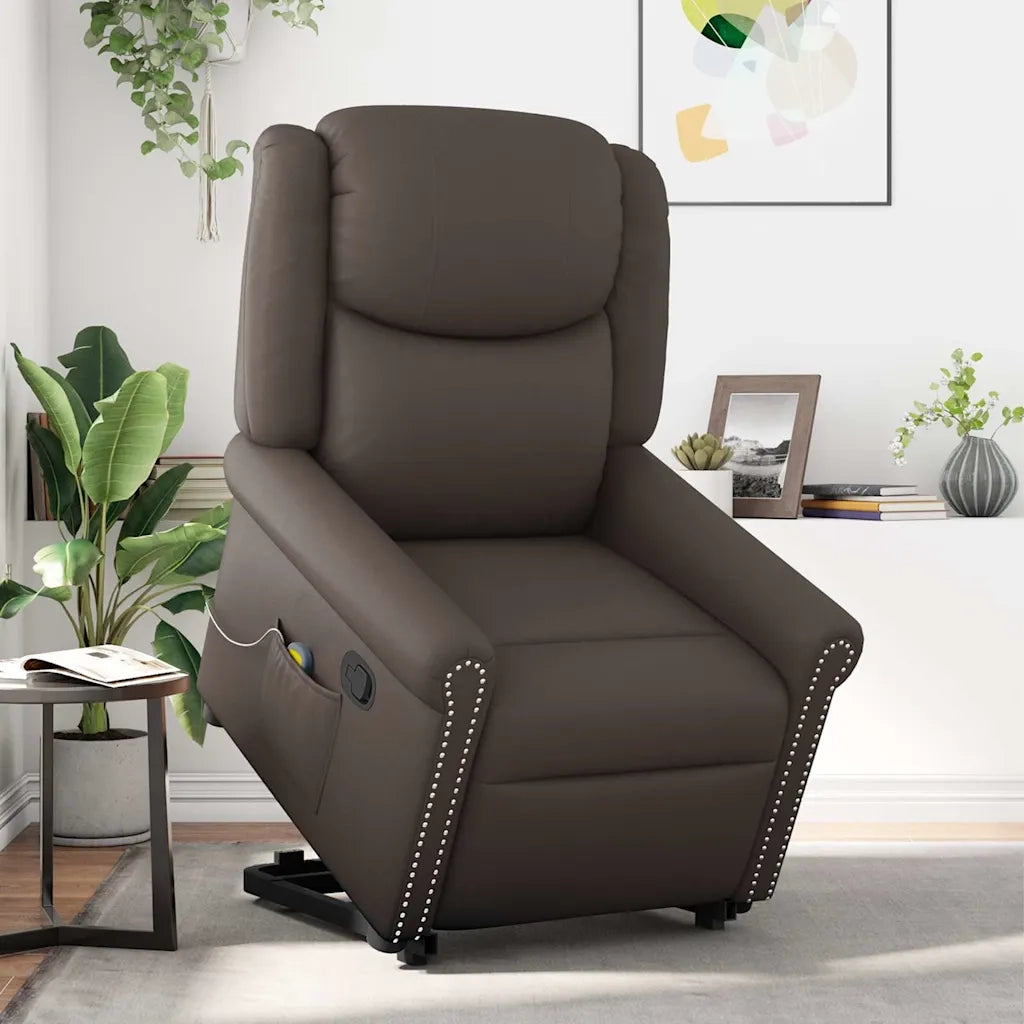 Poltrona Alzapersona Reclinabile Massaggio Marrone Similpelle 3303421