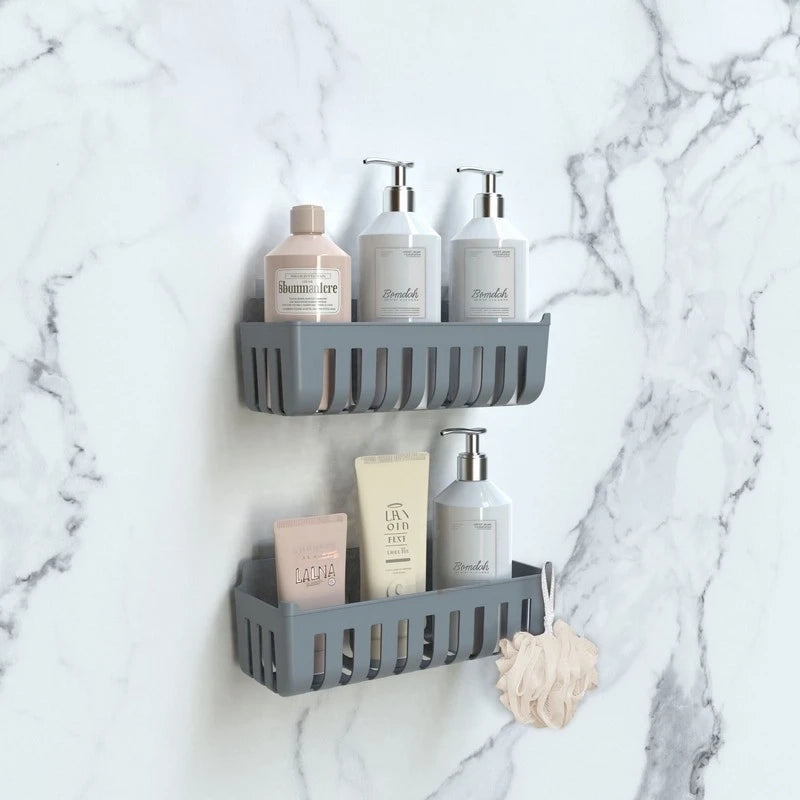 Coppia cestini doccia in termoplastica grigio incollaggio – Serie Jolly