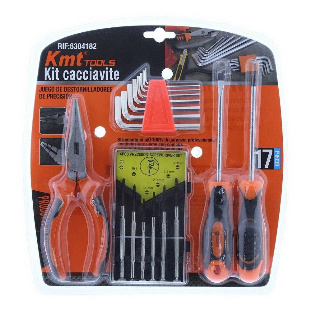 Trade Shop - Set Cacciaviti Di Precisione 17 Accessori Con Pinza Giravite Chiavini Eesagonali -