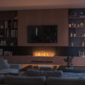 Camino a Vapore da Incasso 120x50x(19,8)x40 cm Invapo Inside C1200 in Acciaio Nero