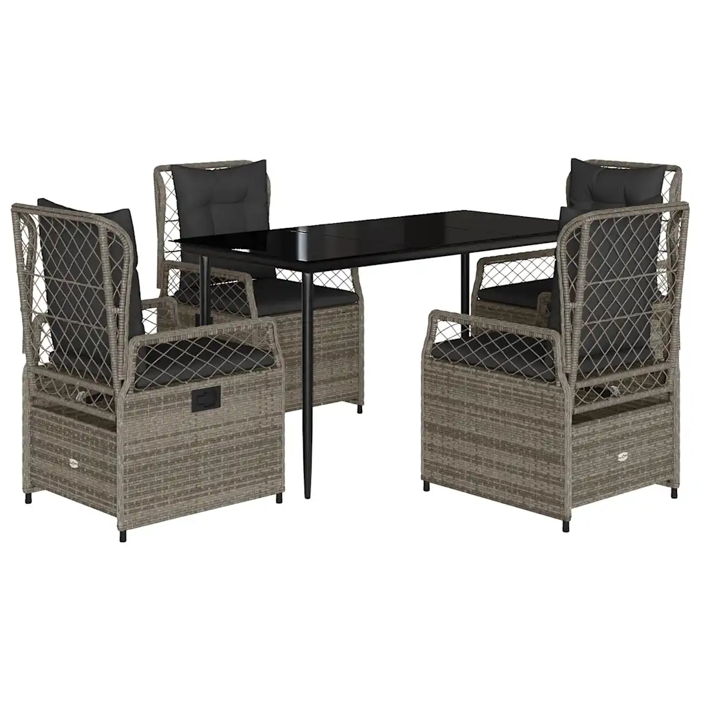 Set da Pranzo da Giardino 5 pz con Cuscini in Polyrattan Grigio 3262987