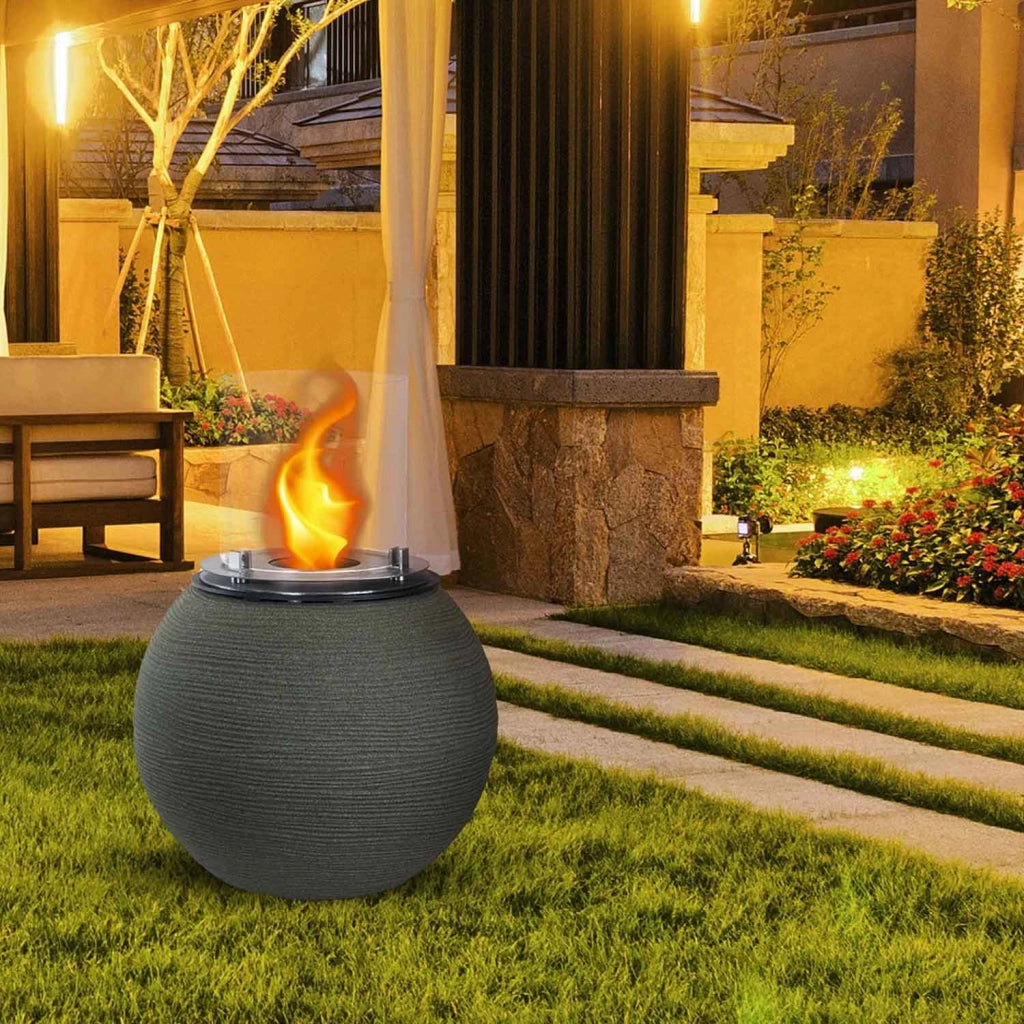 Botticelli - Camino a bioetanolo da terra, braciere da giardino ø 40xH54 cm, colore verde