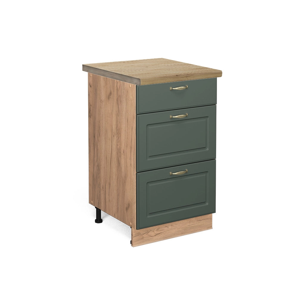 Mobiletto base per cucina Fame-Line Verde-oro rustico/Rovere dorato 50 cm, PL Rovere Vicco
