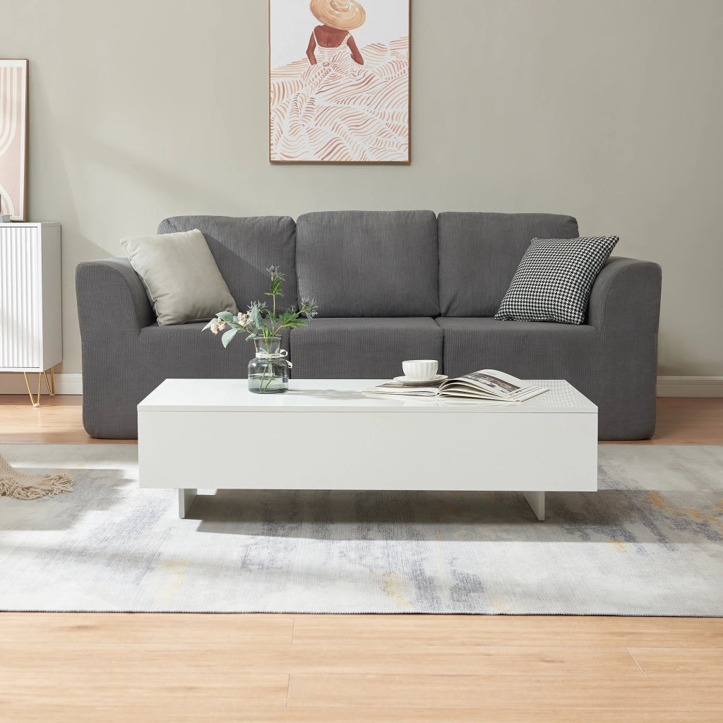 Tavolino Centrale da Salotto Lärketorp 115 x 55 x 31 cm - Bianco Lucido [en.casa]