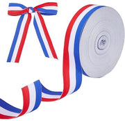 54,68 Metri di Grosgrain Lint Rood, Bianco e Blu Striscia - Ideale per la Decorazione di Feste
