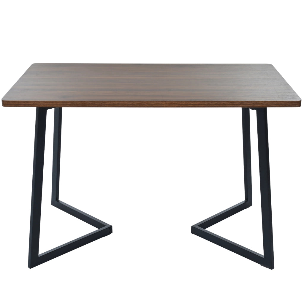 Tavolo da pranzo in MDF con struttura in metallo, effetto legno, per cucina e soggiorno, nero noce, 117 × 68 × 75 cm